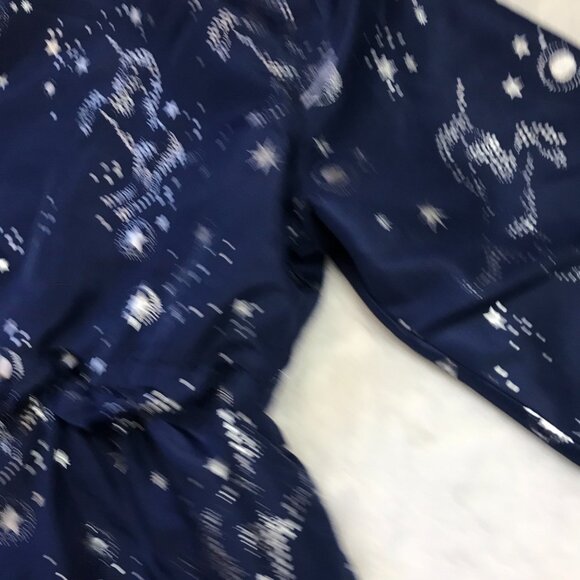 London Fog Unicorn & Space Print Hooded‎ Jacket Girls 6X Blue Silver Snap Zip - Picture 6 of 14